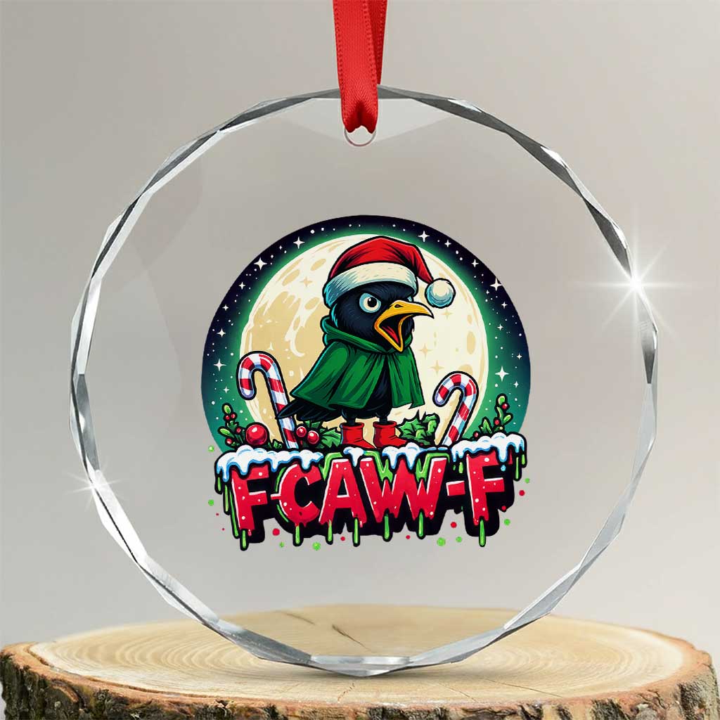 Funny F Caw F Raven Joke Crystal Glass Ornament Holiday Gift - Wonder Print Shop