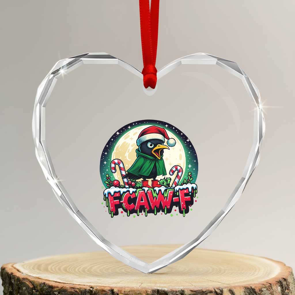 Funny F Caw F Raven Joke Heart Crystal Glass Ornament Holiday Gift - Wonder Print Shop