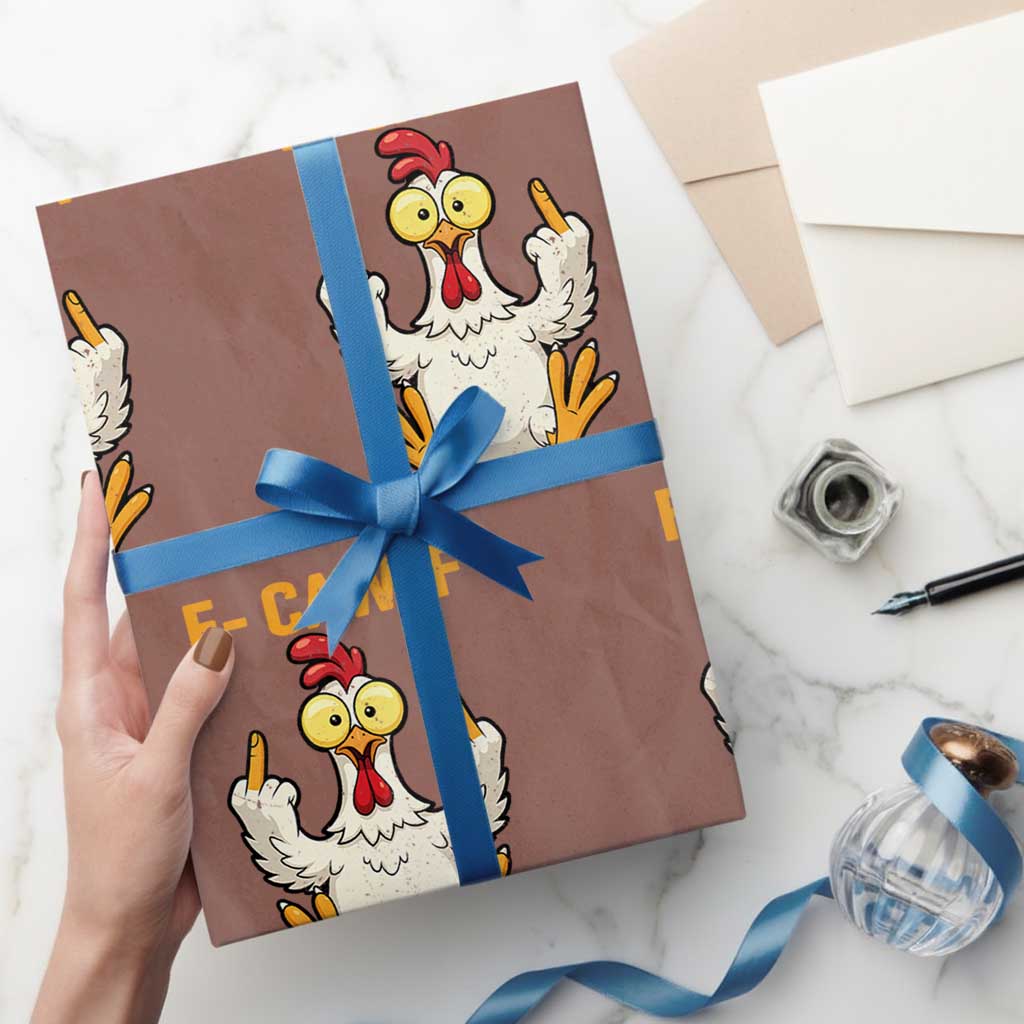 Funny F Caw F Sarcastic Chicken Meme Wrapping Paper Roll Middle Finger Offensive Humor
