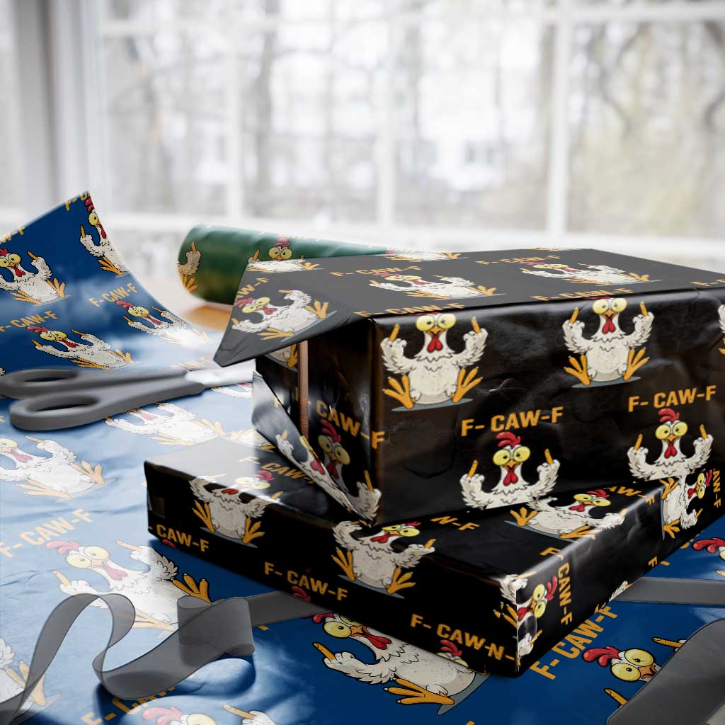 Funny F Caw F Sarcastic Chicken Meme Wrapping Paper Roll Middle Finger Offensive Humor