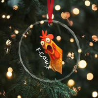 Funny F Caw F Surprise Chicken Meme Crystal Glass Ornament Hilarious Shocked Bird Graphic for Comedy Lovers - Wonder Print Shop
