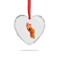 Funny F Caw F Surprise Chicken Meme Heart Crystal Glass Ornament Hilarious Shocked Bird Graphic for Comedy Lovers - Wonder Print Shop