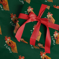 Funny F Caw F Surprise Chicken Meme Wrapping Paper Roll Hilarious Shocked Bird Graphic for Comedy Lovers