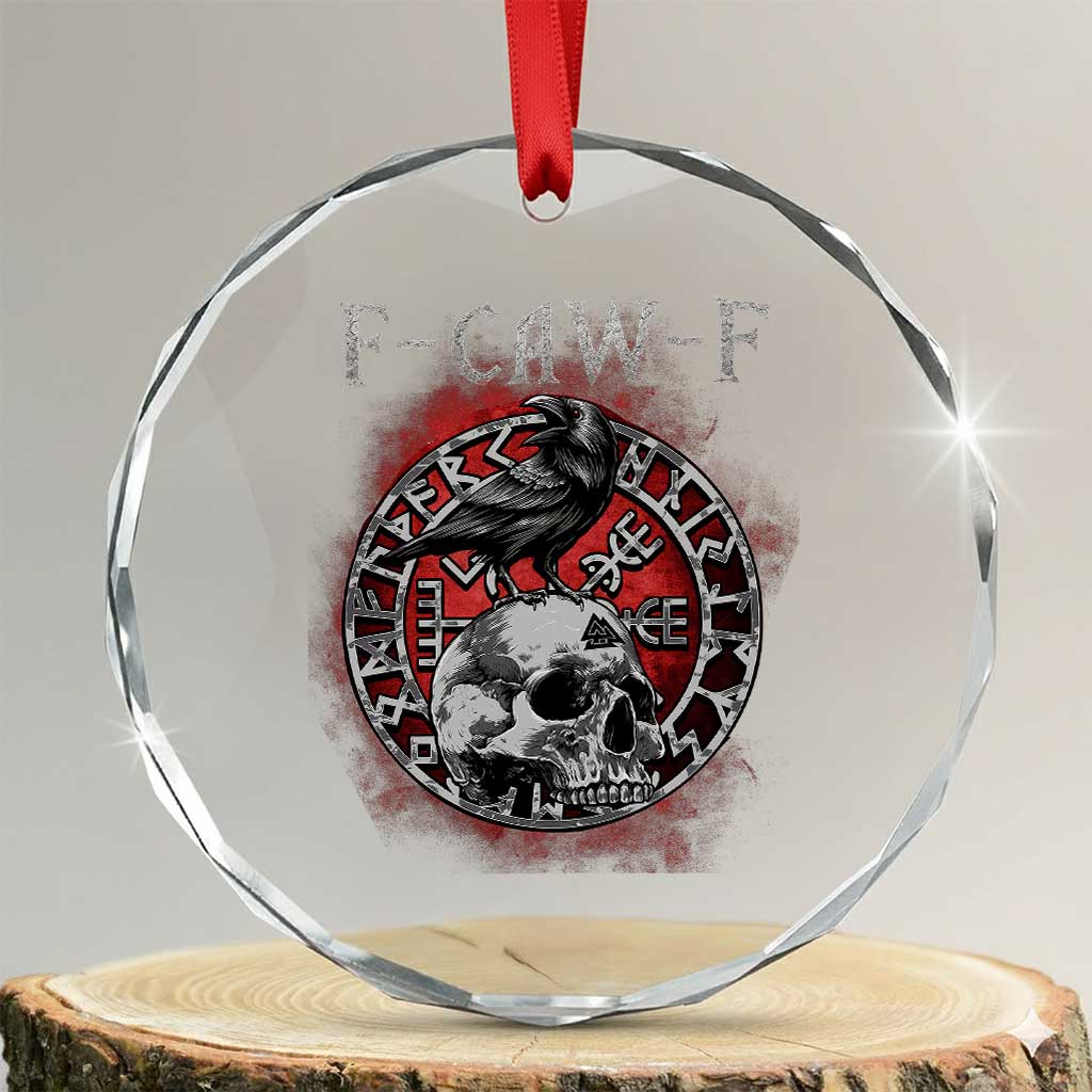 Funny F Caw F Viking Crow Crystal Glass Ornament Vegvisir Black Bird Gothic Skull Adult Humor - Wonder Print Shop