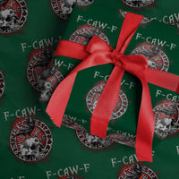 Funny F Caw F Viking Crow Wrapping Paper Roll Vegvisir Black Bird Gothic Skull Adult Humor - Wonder Print Shop