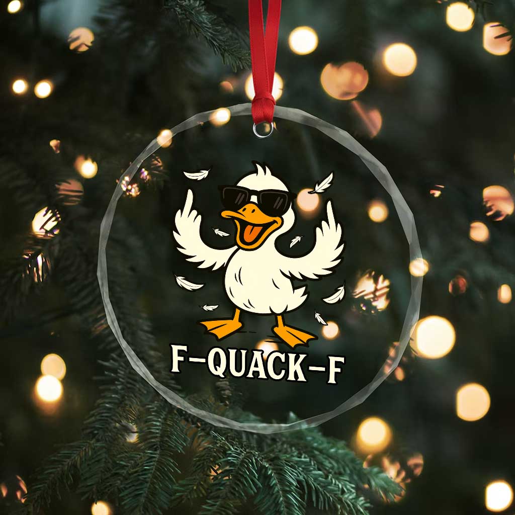 Funny F Quack F Silly Duck Sarcastic Joke Gift Crystal Glass Ornament - Wonder Print Shop