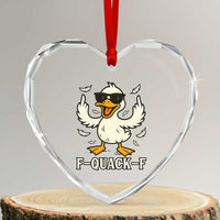 Funny F Quack F Silly Duck Sarcastic Joke Gift Heart Crystal Glass Ornament - Wonder Print Shop