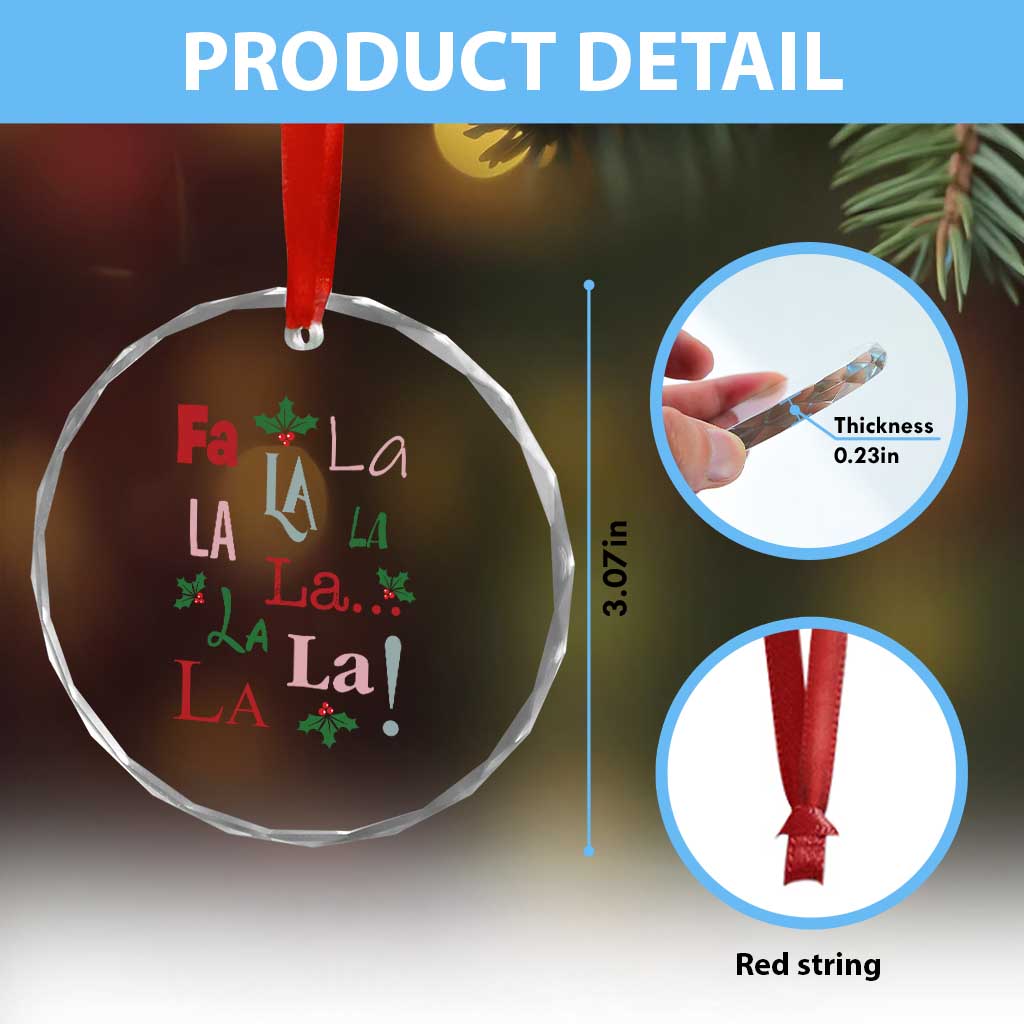 Funny Fa La La 8 Xmas Carol Song Crystal Glass Ornament Holiday Mistletoe TS11