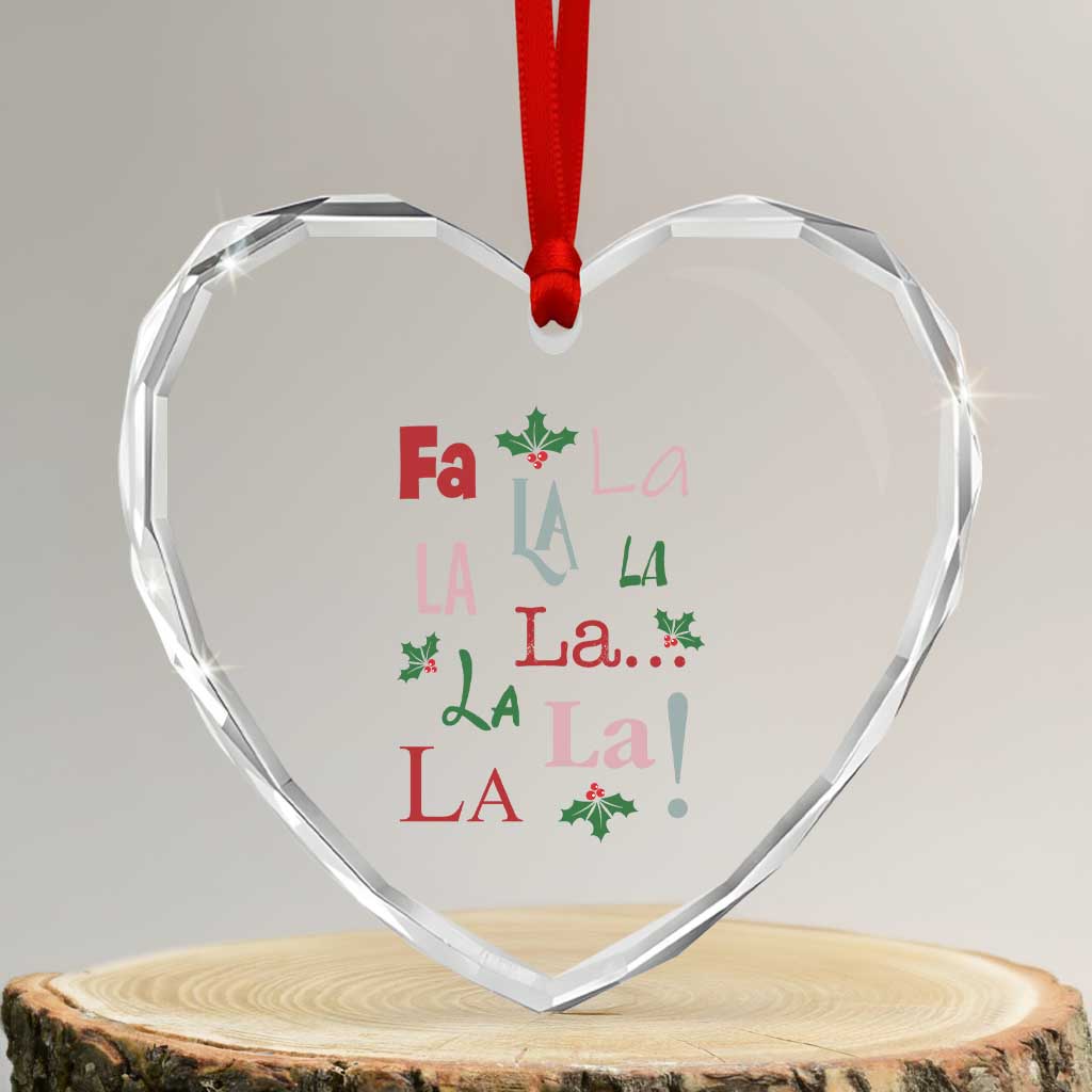 Funny Fa La La 8 Xmas Carol Song Heart Crystal Glass Ornament Holiday Mistletoe - Wonder Print Shop