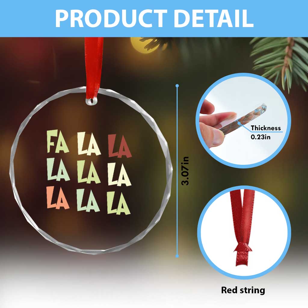 Funny Fa La La 8 Xmas Carol Song Holiday Crystal Glass Ornament TS11
