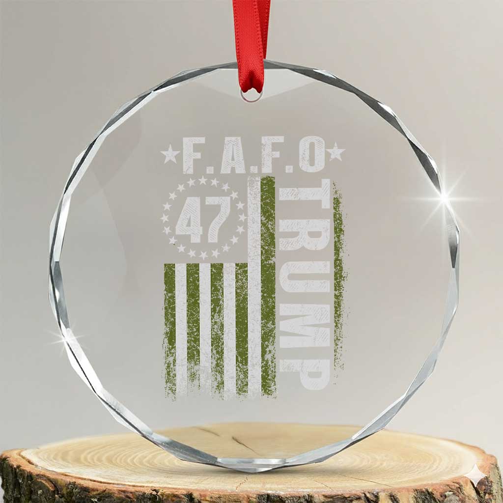 Funny Fafo Crystal Glass Ornament President 47 FDT American Flag
