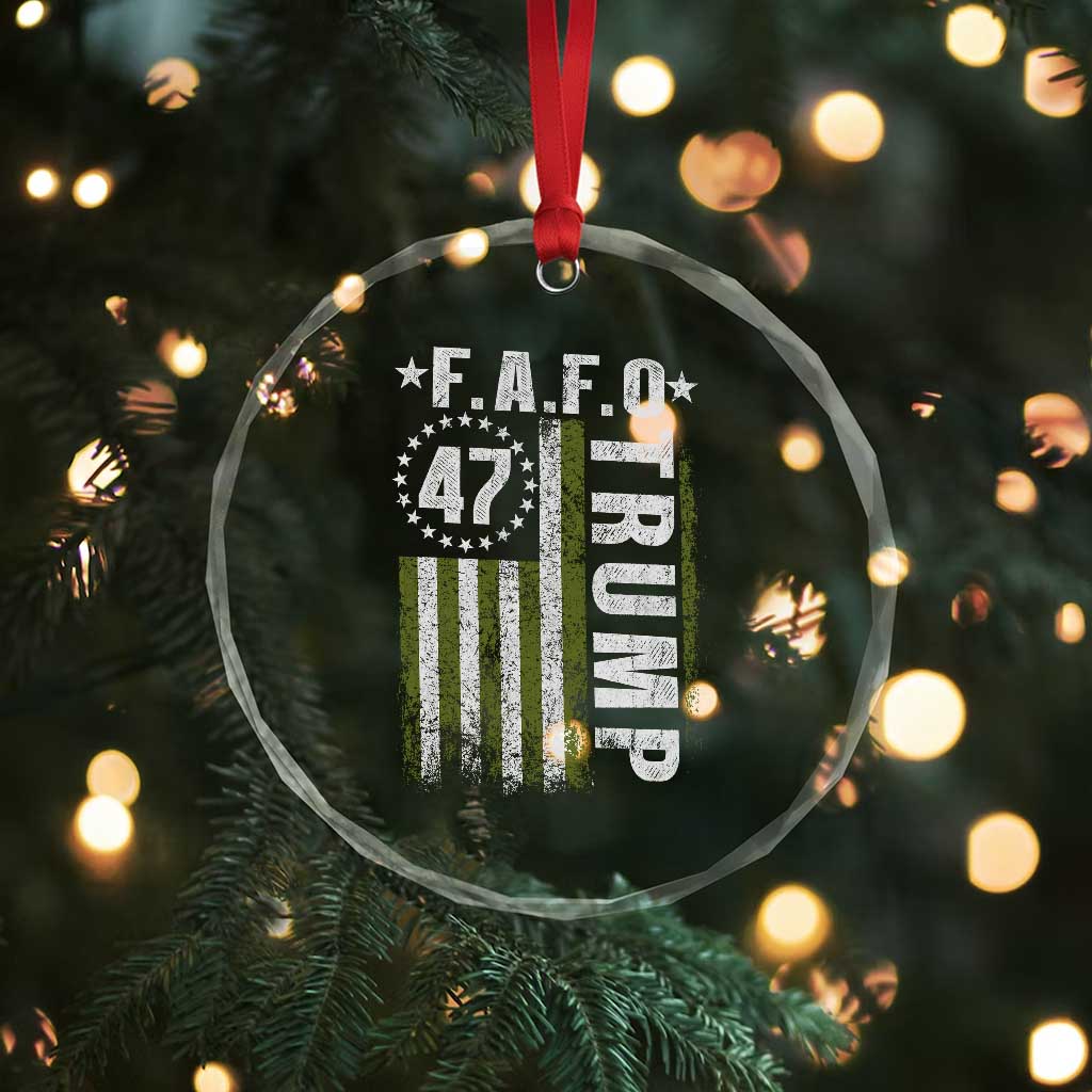 Funny Fafo Crystal Glass Ornament President 47 FDT American Flag