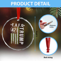 Funny Fafo Crystal Glass Ornament President 47 FDT American Flag