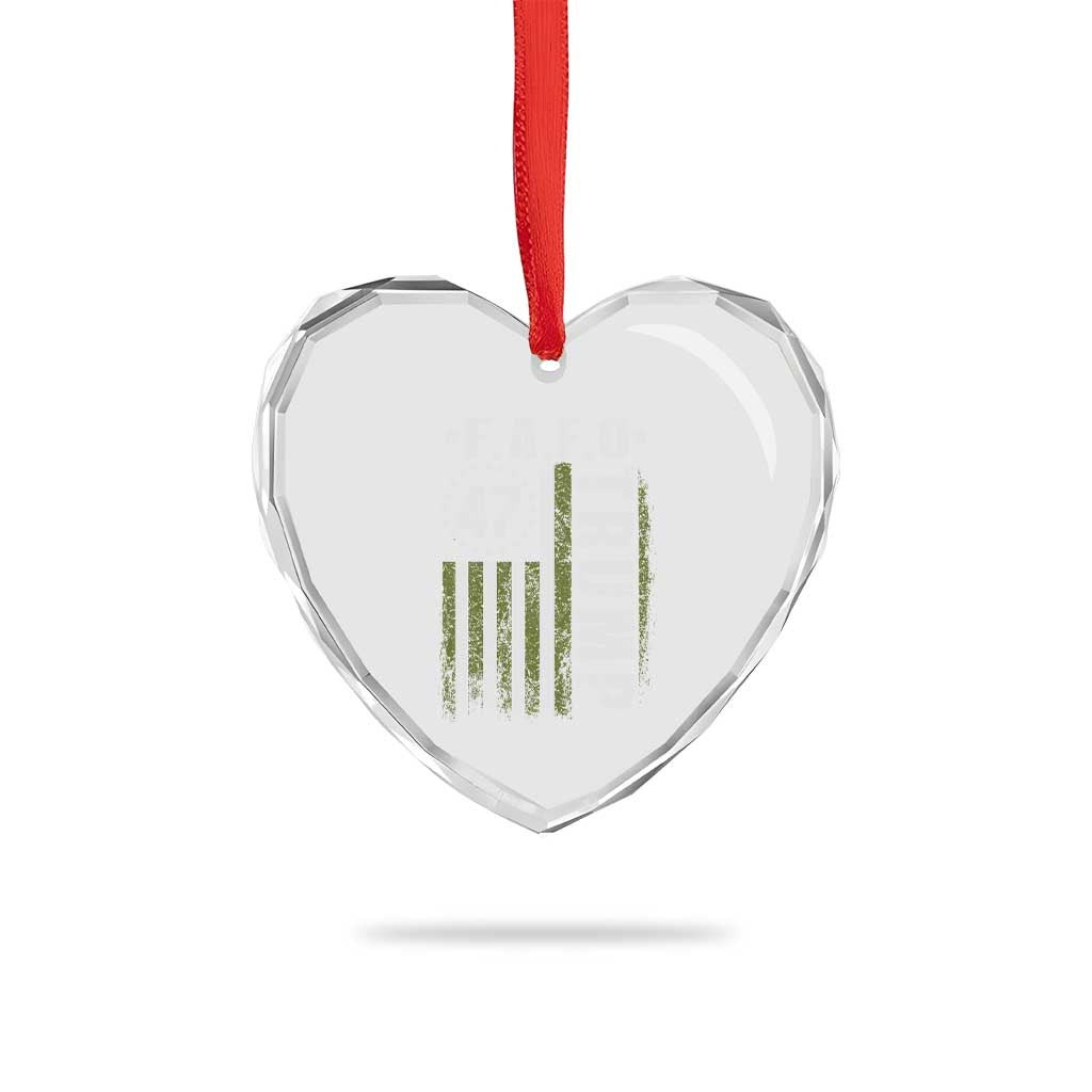 Funny Fafo Heart Crystal Glass Ornament President 47 FDT American Flag