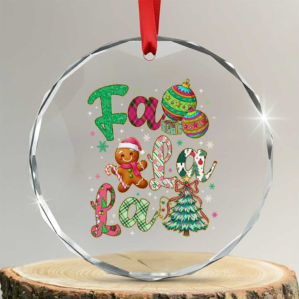 Funny Falala Christmas Song Faux Glitter Gingerbread Crystal Glass Ornament - Wonder Print Shop