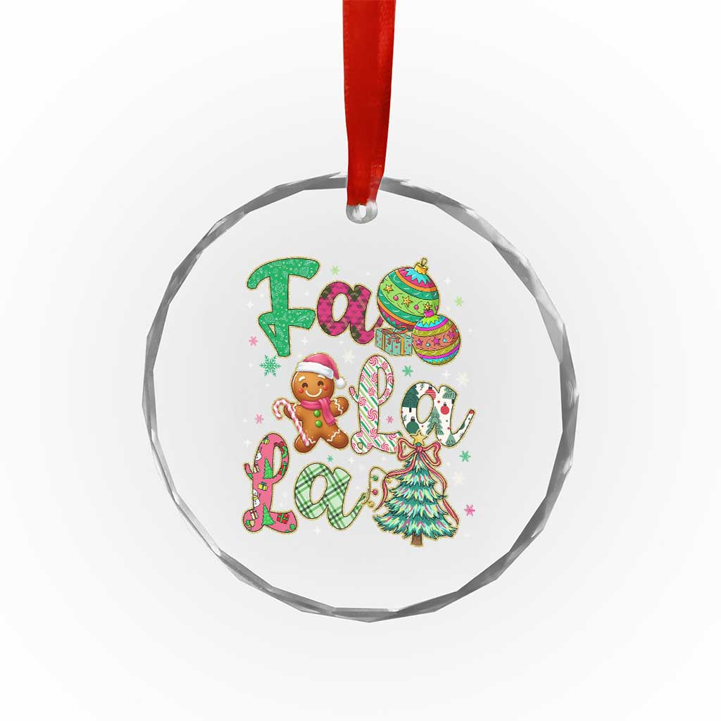 Funny Falala Christmas Song Faux Glitter Gingerbread Crystal Glass Ornament - Wonder Print Shop