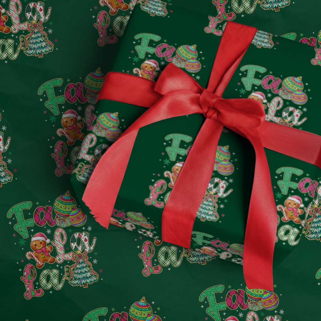 Funny Falala Christmas Song Faux Glitter Gingerbread Wrapping Paper Roll - Wonder Print Shop