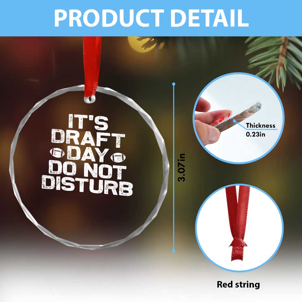Funny Fantasy Football Crystal Glass Ornament It's Draft Day Do Not Disturb - Wonder Print Shop