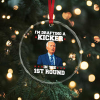 Funny Fantasy Football Crystal Glass Ornament Joe Biden Confused Drafting Kicker Draft Party - Wonder Print Shop