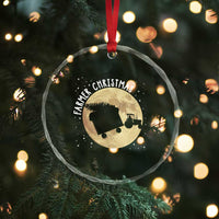 Funny Farmer Christmas Crystal Glass Ornament Xmas Santa Farm Tractor Moon - Wonder Print Shop