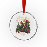 Funny Farmer Christmas Xmas Santa Farm Tractor Crystal Glass Ornament - Wonder Print Shop