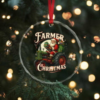 Funny Farmer Christmas Xmas Santa Farm Tractor Crystal Glass Ornament - Wonder Print Shop