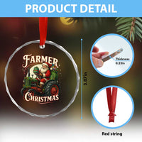 Funny Farmer Christmas Xmas Santa Farm Tractor Crystal Glass Ornament - Wonder Print Shop