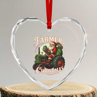 Funny Farmer Christmas Xmas Santa Farm Tractor Heart Crystal Glass Ornament - Wonder Print Shop