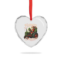 Funny Farmer Christmas Xmas Santa Farm Tractor Heart Crystal Glass Ornament - Wonder Print Shop