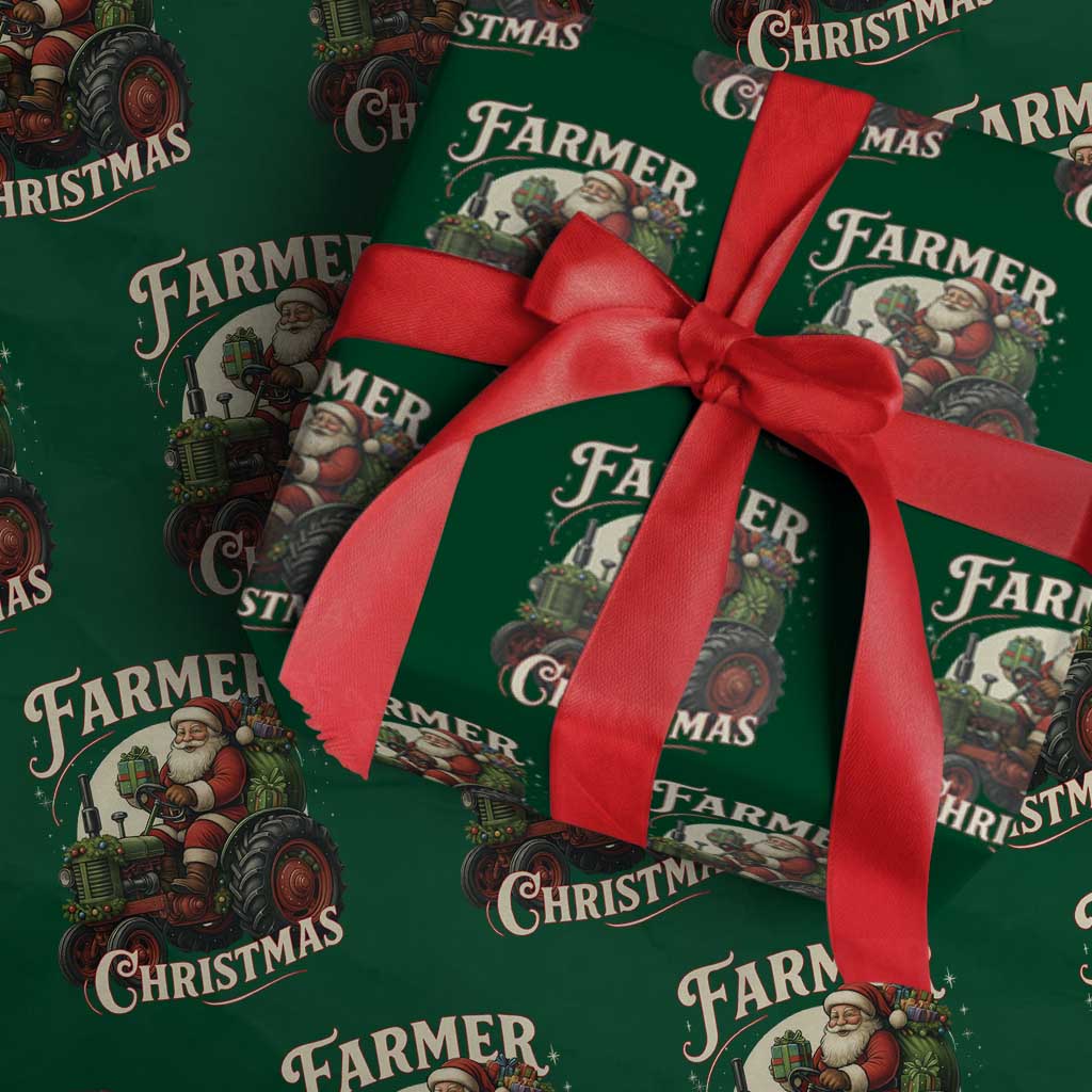 Funny Farmer Christmas Xmas Santa Farm Tractor Wrapping Paper Roll - Wonder Print Shop