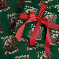 Funny Farmer Christmas Xmas Santa Farm Tractor Wrapping Paper Roll - Wonder Print Shop