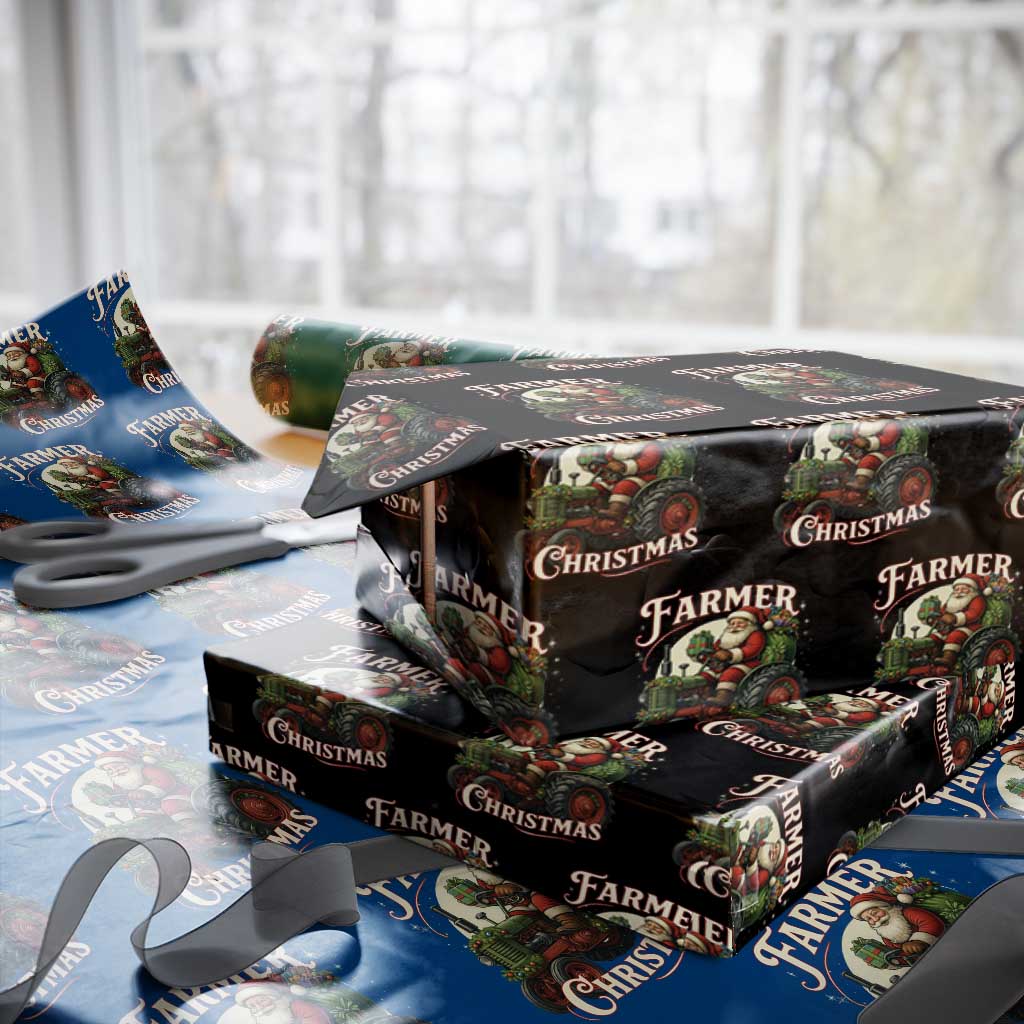Funny Farmer Christmas Xmas Santa Farm Tractor Wrapping Paper Roll - Wonder Print Shop