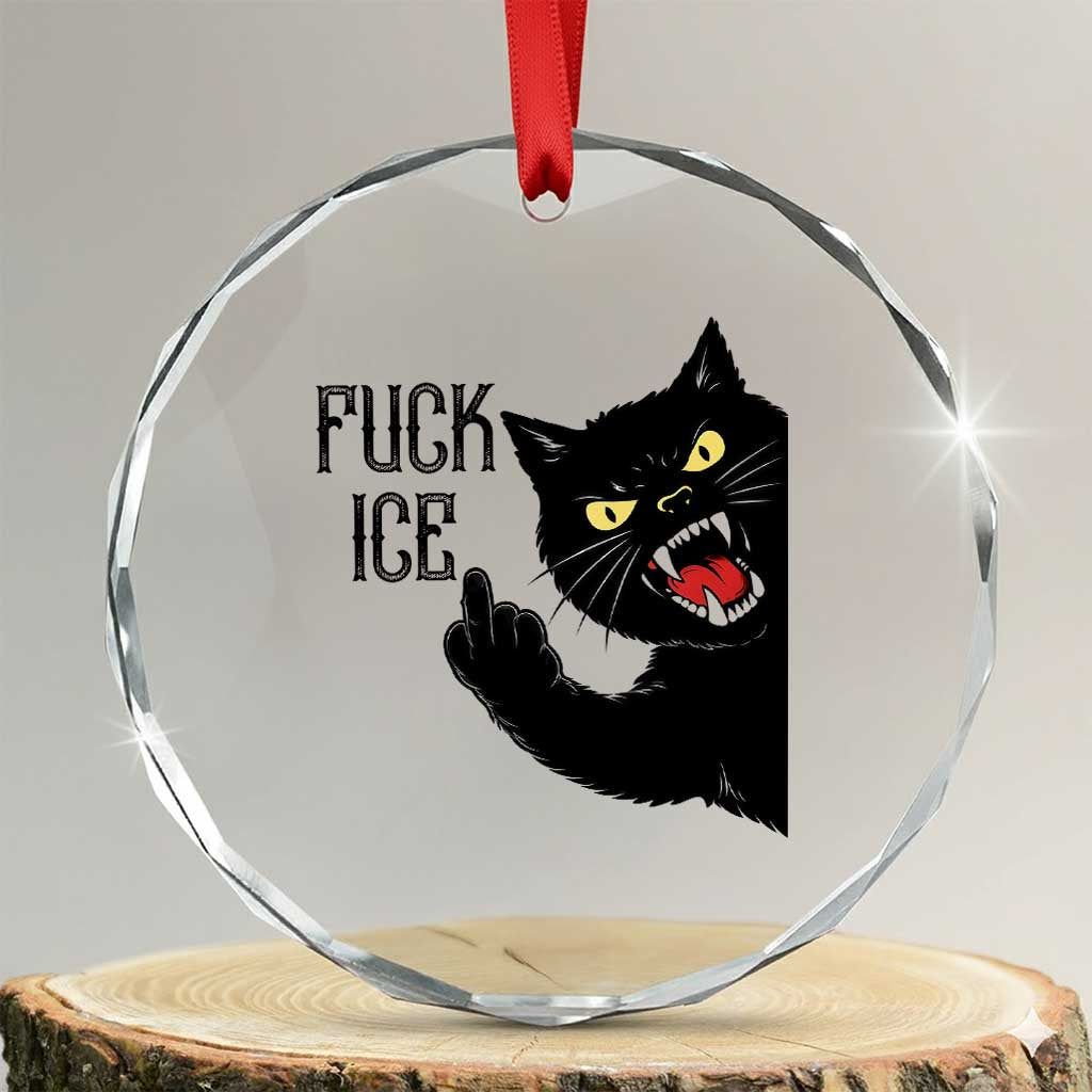 Funny Fck Ice Black Cat Crystal Glass Ornament Resist Minneapolis Political