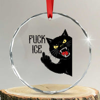 Funny Fck Ice Black Cat Crystal Glass Ornament Resist Minneapolis Political