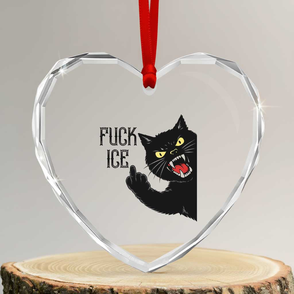 Funny Fck Ice Black Cat Heart Crystal Glass Ornament Resist Minneapolis Political