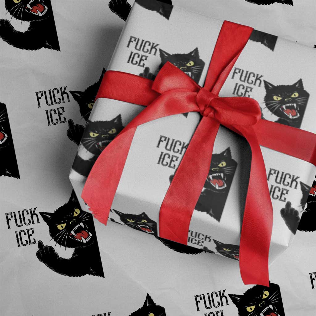 Funny Fck Ice Black Cat Wrapping Paper Roll Resist Minneapolis Political