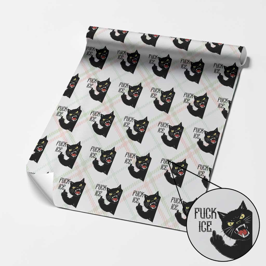 Funny Fck Ice Black Cat Wrapping Paper Roll Resist Minneapolis Political