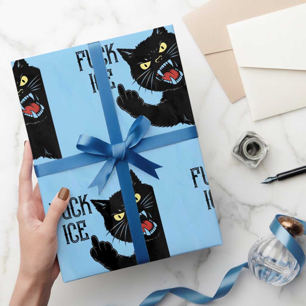 Funny Fck Ice Black Cat Wrapping Paper Roll Resist Minneapolis Political