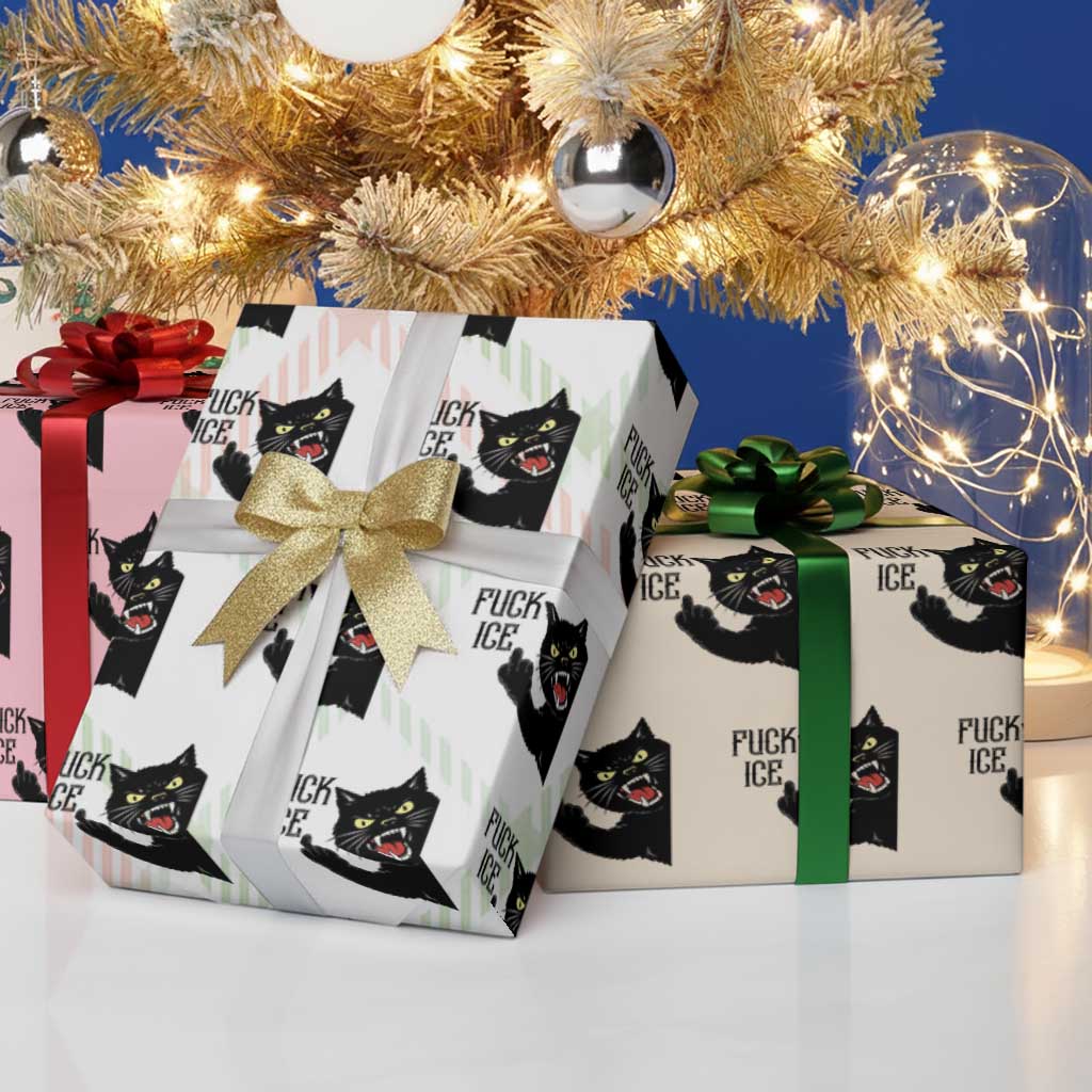 Funny Fck Ice Black Cat Wrapping Paper Roll Resist Minneapolis Political