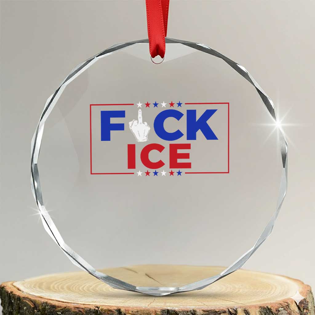 Funny Fck Ice Crystal Glass Ornament Immigration Activist Anti Deportation Middle Finger Graphic