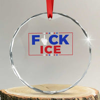 Funny Fck Ice Crystal Glass Ornament Immigration Activist Anti Deportation Middle Finger Graphic