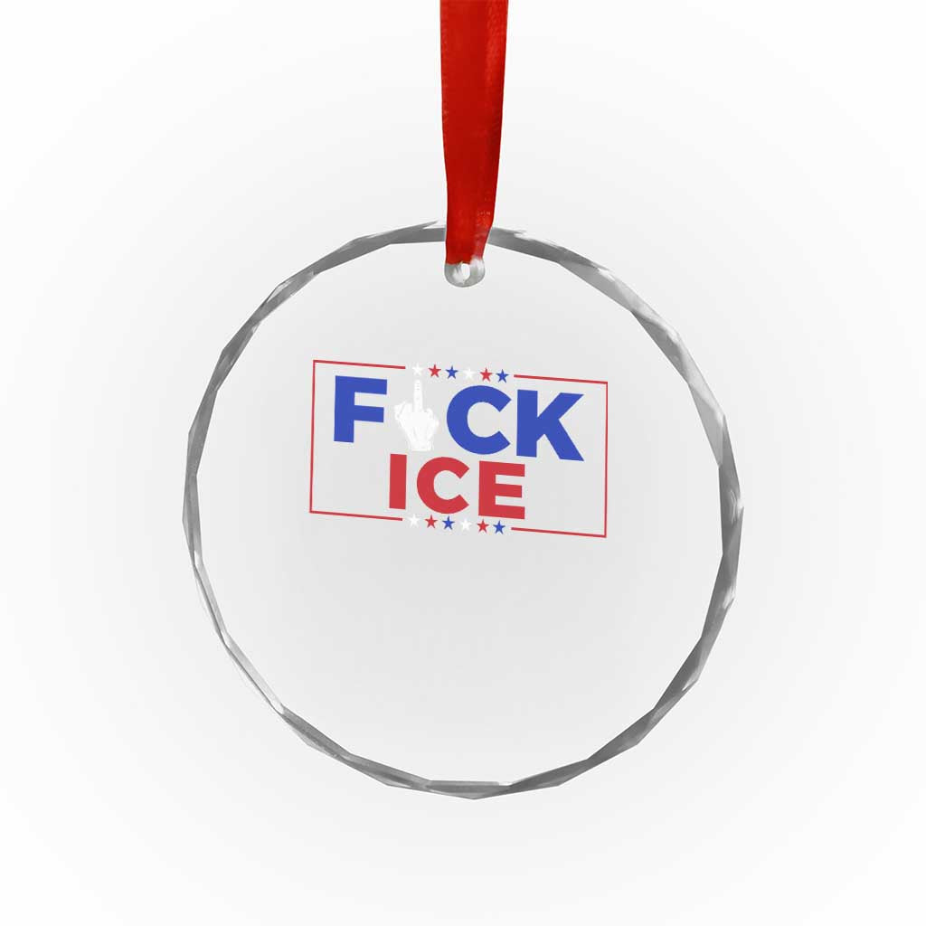 Funny Fck Ice Crystal Glass Ornament Immigration Activist Anti Deportation Middle Finger Graphic