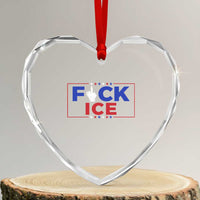 Funny Fck Ice Heart Crystal Glass Ornament Immigration Activist Anti Deportation Middle Finger Graphic