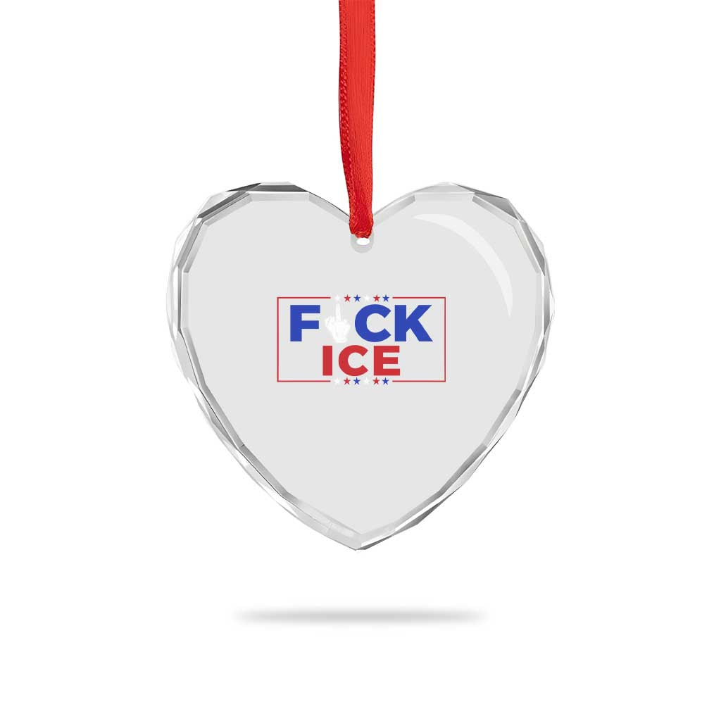 Funny Fck Ice Heart Crystal Glass Ornament Immigration Activist Anti Deportation Middle Finger Graphic