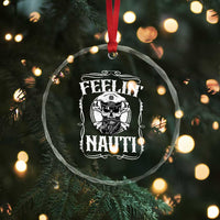 Funny Feelin Nauti Crystal Glass Ornament Boat Captain Pontoon Sailing Sailor Skull - Wonder Print Shop