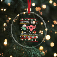 Funny Feminist Christmas Lights And Reproductive Rights Ugly Holiday Gift Crystal Glass Ornament - Wonder Print Shop