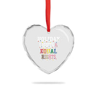 Funny Feminist LGBT Xmas Heart Crystal Glass Ornament Holiday Lights And Equal Rights Led Lights - Wonder Print Shop