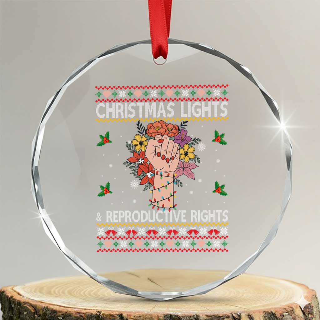 Funny Feminist Lights And Reproductive Rights Crystal Glass Ornament Ugly Christmas Gift - Wonder Print Shop