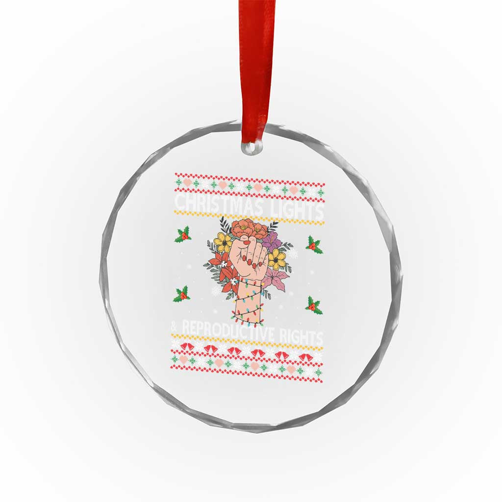 Funny Feminist Lights And Reproductive Rights Crystal Glass Ornament Ugly Christmas Gift - Wonder Print Shop