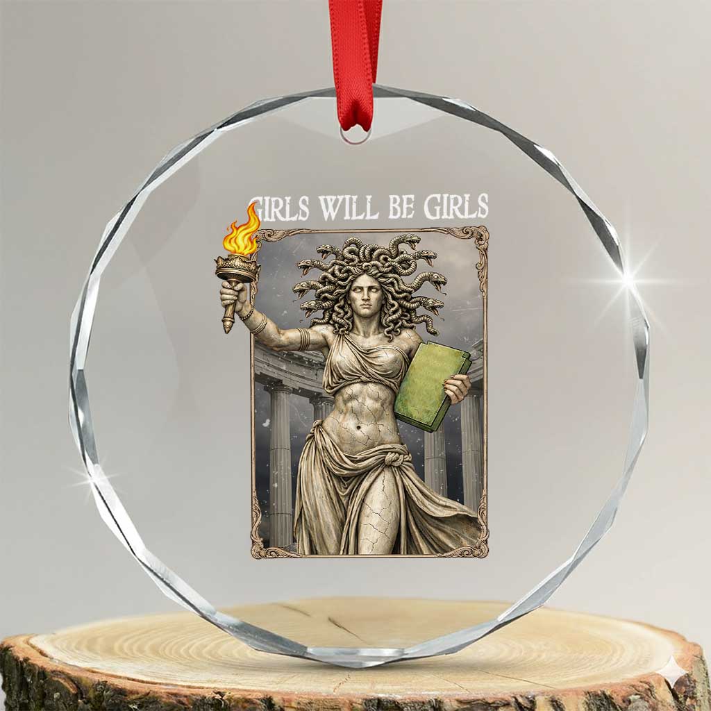 Funny Feminist Medusa Statue Of Liberty Crystal Glass Ornament Girls Will Be Girls